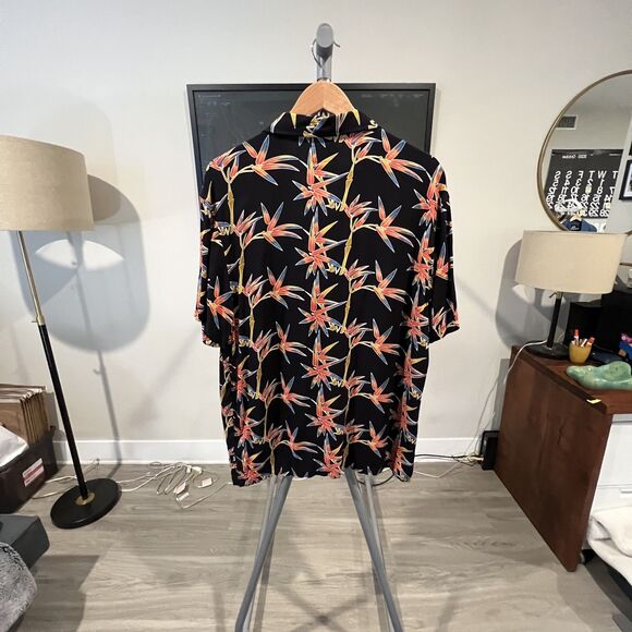 Stussy - Bamboo Pattern S/S Shirt (#114928-001) - Black, Red - Picture 2 of 7